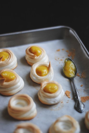 mango curd + meringue cups